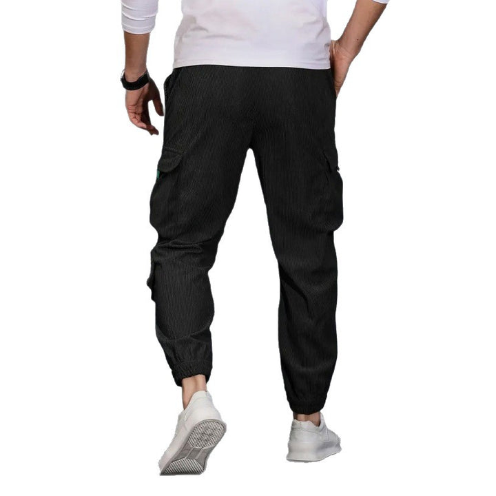 Men's Cord-Cargo-Jogging Pants with Drawstring and Multifunctional Flap & Zipper Pockets Mune Fashion