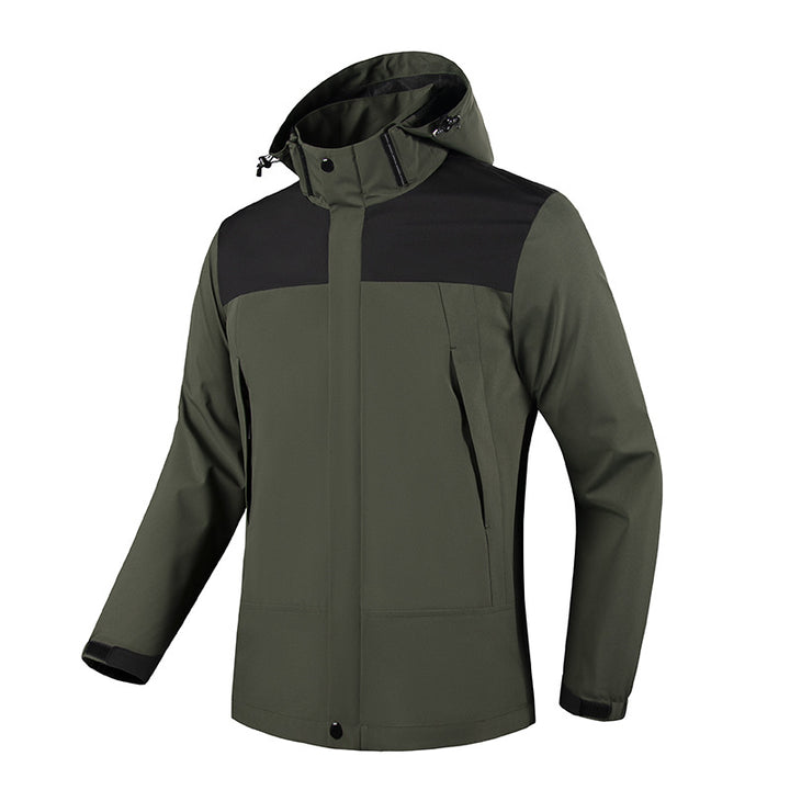 Men's Wind and Water Resistant Softshell Jacket with Hood and Concealed Zipper Mune Fashion