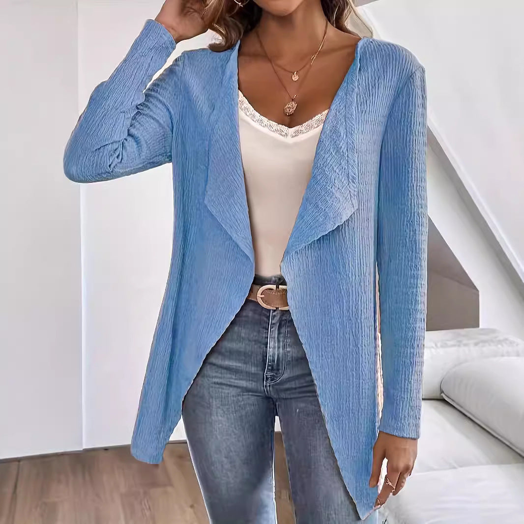 Ladies waterfall blazer made of crinkle structure, lightweight and open Mune Fashion