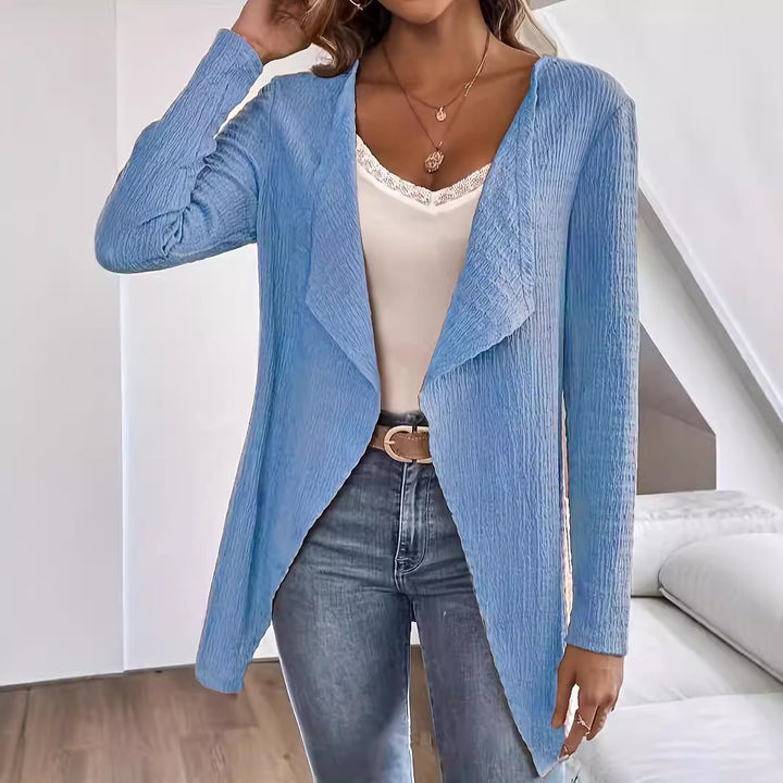 Ladies waterfall blazer made of crinkle structure, lightweight and open Mune Fashion