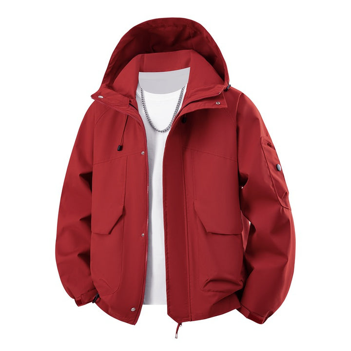 Men's waterproof hooded outdoor jacket with windproof membrane, adjustable hem, and multifunctional pockets Mune Fashion