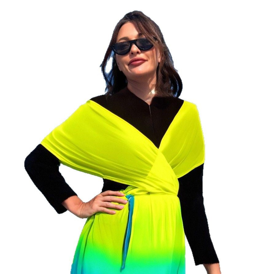 Women’s Beach Dress with Wrap and Gradient Mune Fashion
