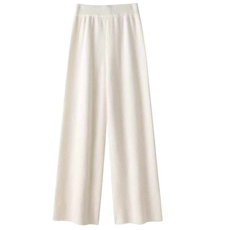 Women's Wide Knit Pants with High Waist and Cashmere-like Softness Mune Fashion