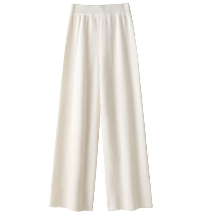Women's Wide Knit Pants with High Waist and Cashmere-like Softness Mune Fashion