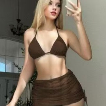 Ladies Bikini set with adjustable straps and transparent wrap skirt Mune Fashion
