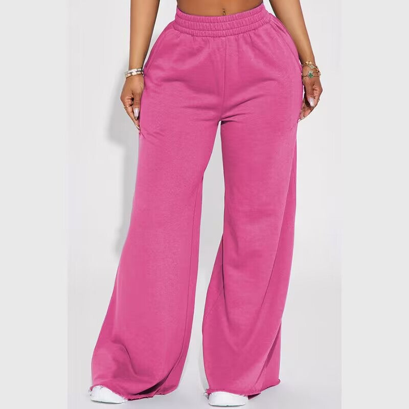 Women's wide high-waist palazzo lounge pants with double gathered comfort waistband and flowing wide-leg silhouette Mune Fashion