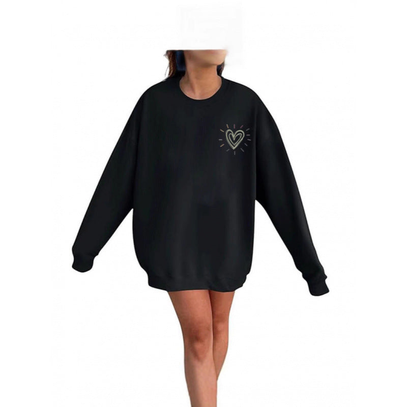 Women's Comfortable Sweatshirt with Heart Design Mune Fashion