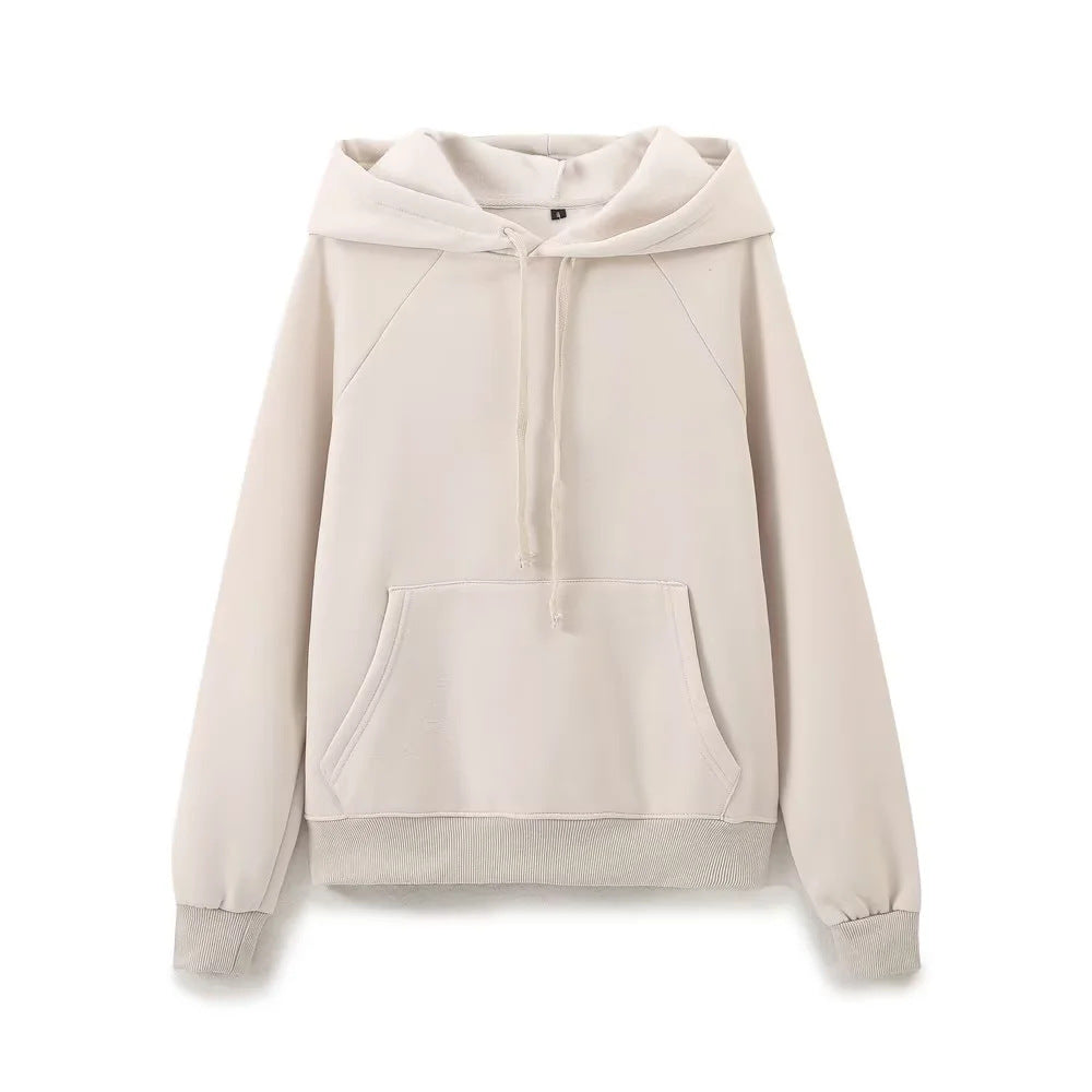 Women's casual hoodie with kangaroo pocket raglan sleeves and brushed interior Mune Fashion