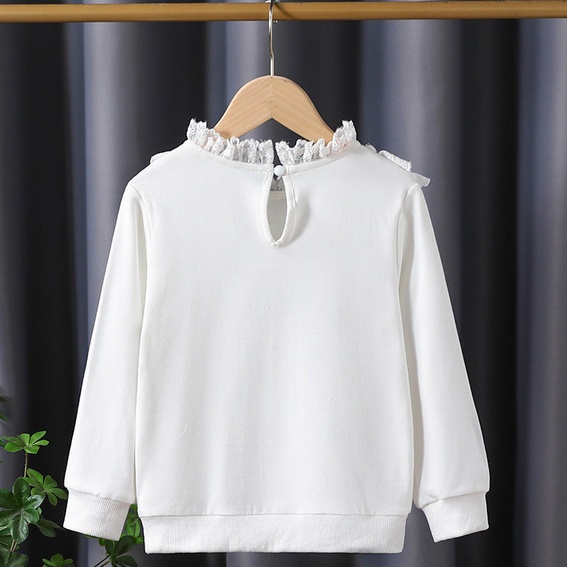 Girl Ruffle Top with Elegant Lace Trim Mune Fashion