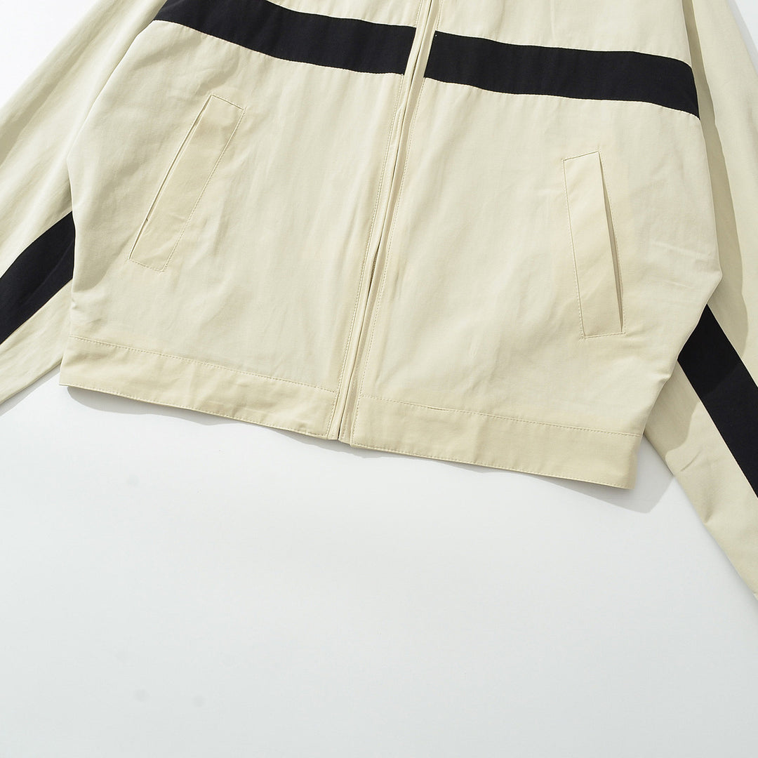 Women's Oversize Track Jacket with Stand-Up Collar, Full-Zip and Contrast Stripes Mune Fashion