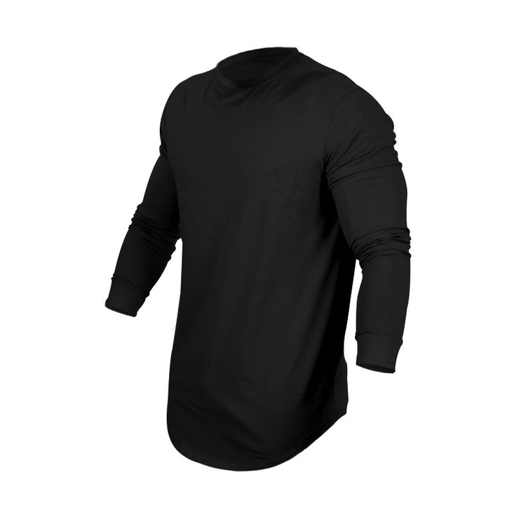 Men's long-sleeve shirt with extended round hem and slim fit made of elastic functional jersey Mune Fashion