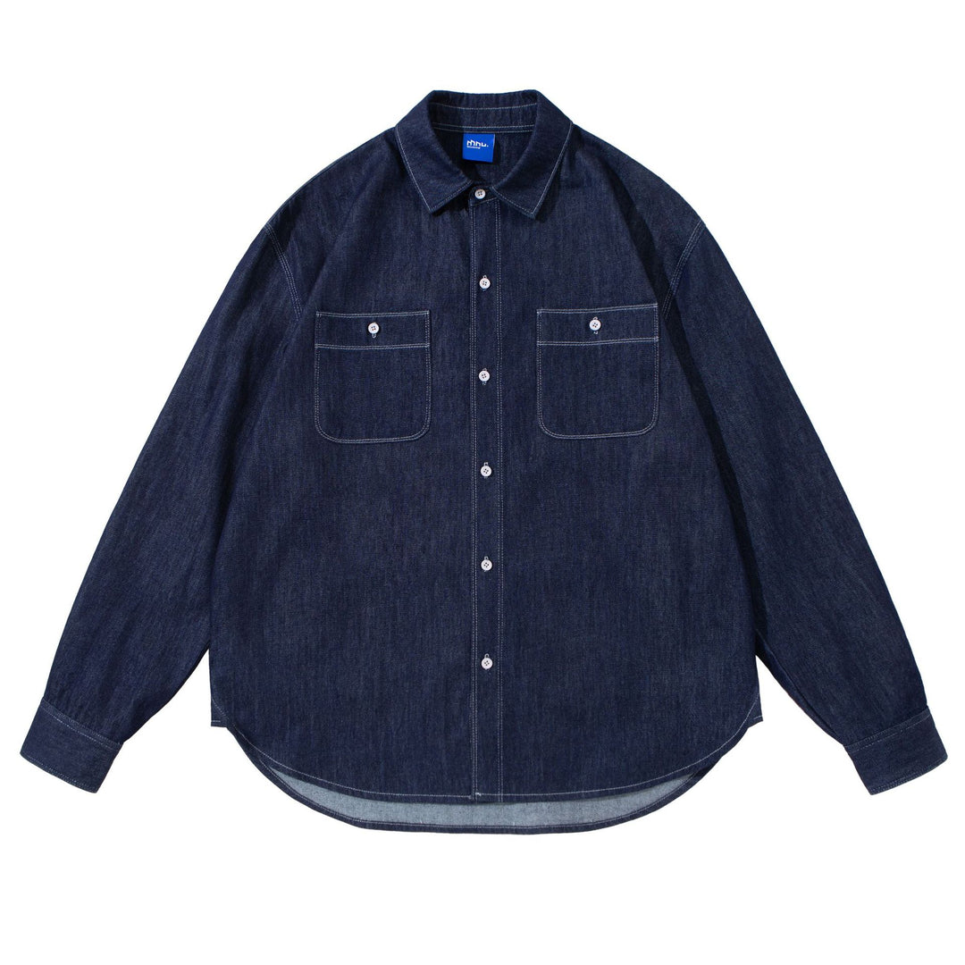 Unisex Oversized-Denim-Shirt Jacket with Overlay Chest Pockets Mune Fashion
