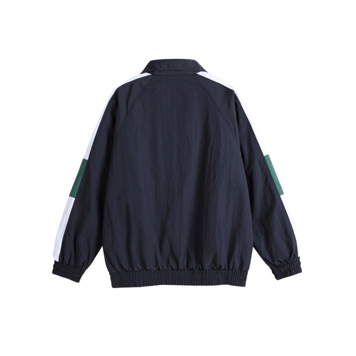 Unisex Retro Sporty Zip Training Jacket with Stand-up Collar, Colorblock Stripes and Elastic Hem Mune Fashion