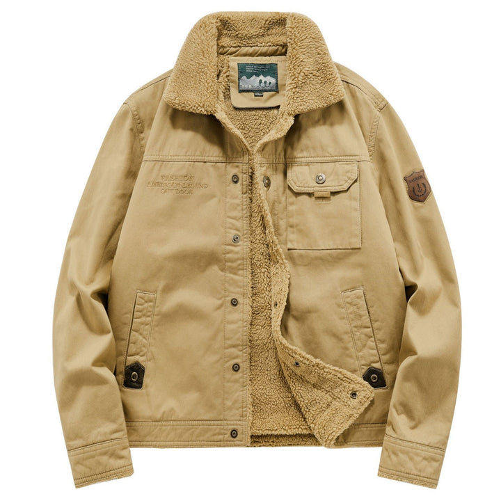 Men's Sherpa-lined Canvas Field Jacket with Teddy Lining and Chest Pockets Mune Fashion