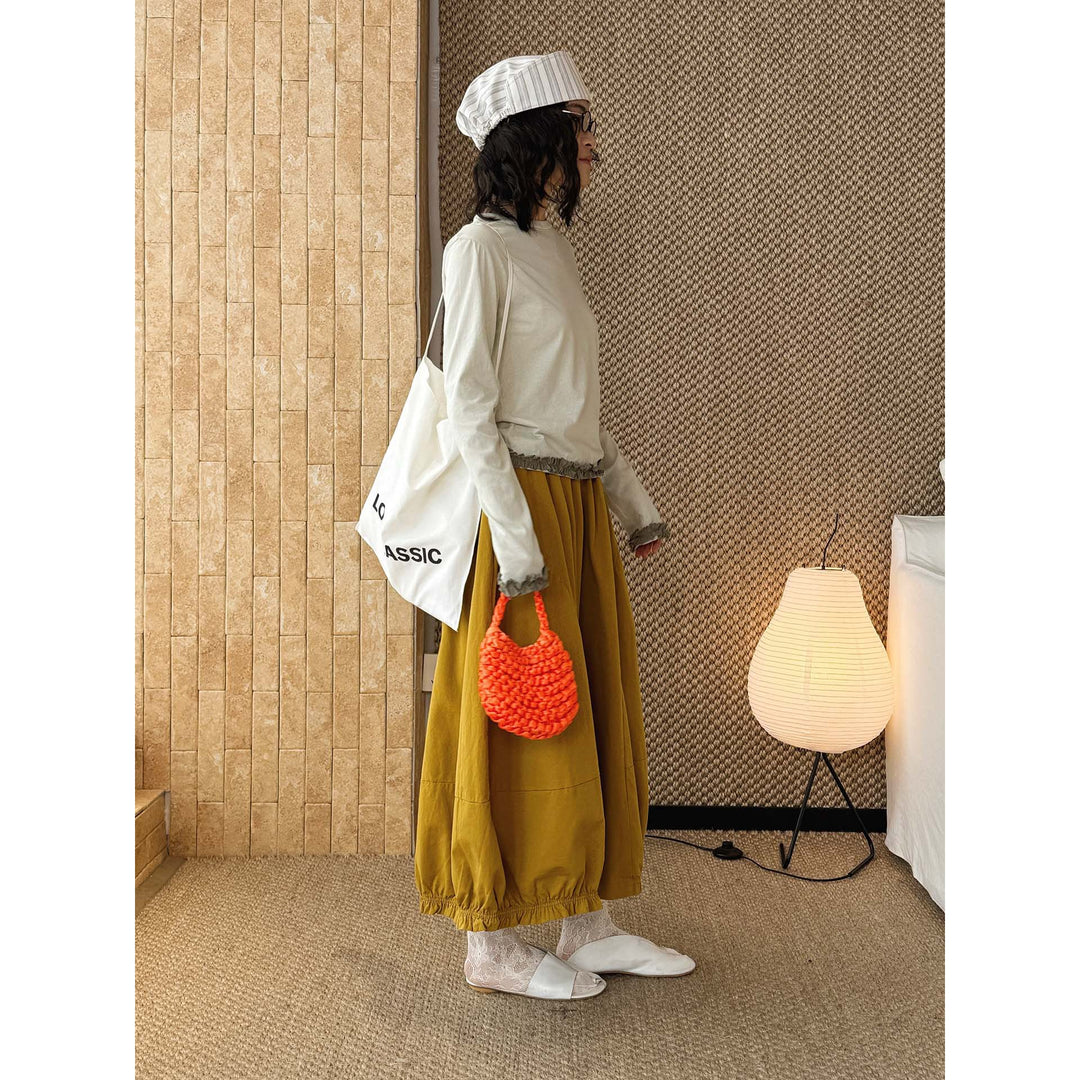 Women Wide Balloon Culotte Pants with Elastic Hem Mune Fashion