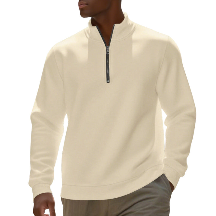 Men's half-zip sweatshirt made of cotton blend with stand-up collar, soft lining and ribbed cuffs Mune Fashion