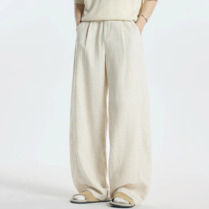 Women's Wide-Cut Linen Pants with Side Pockets Mune Fashion
