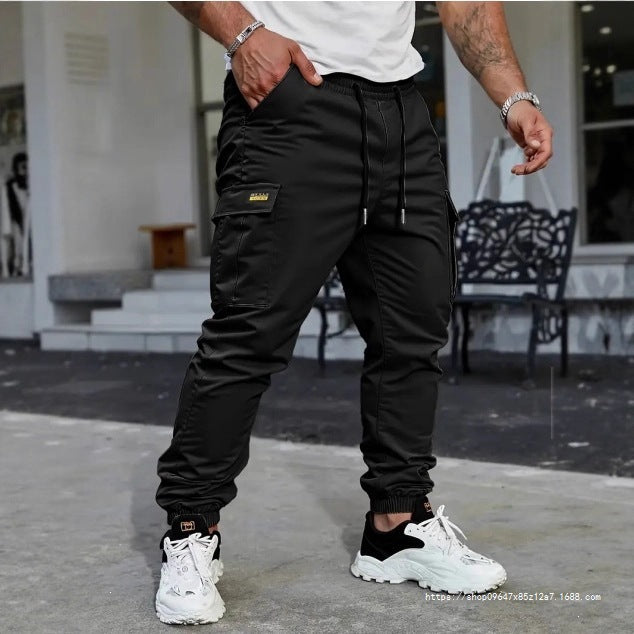 Men's Tapered Utility Cargo Pants with Drawstring Waist, Elastic Cuffs and Multiple Pockets Mune Fashion