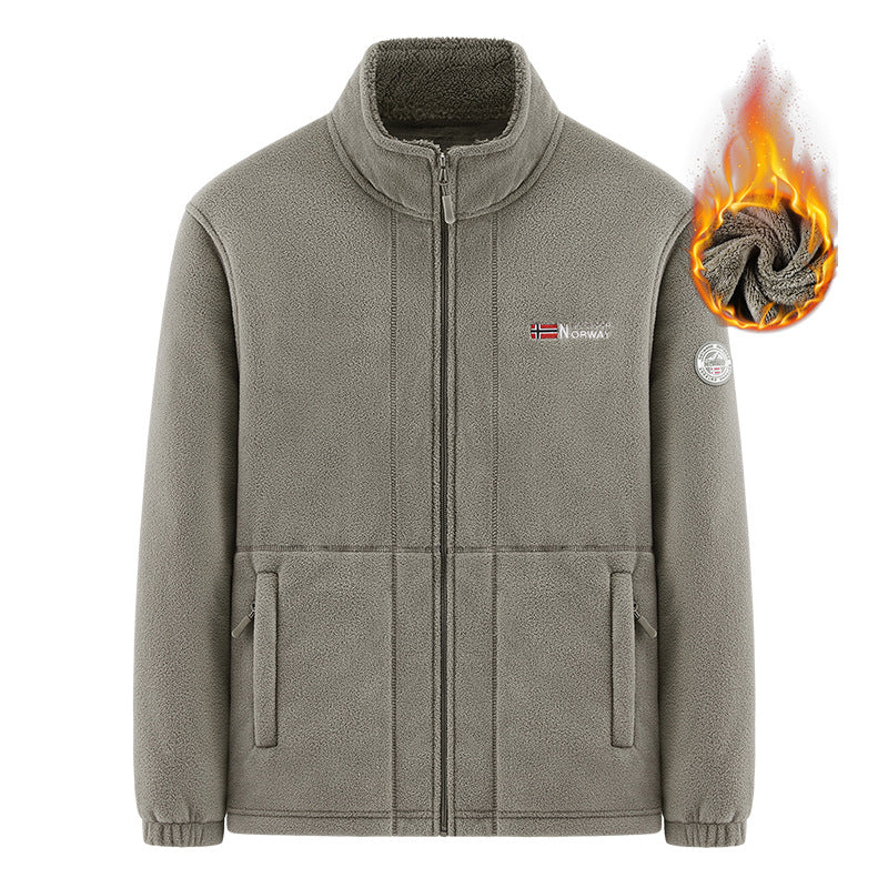 Men's Insulating Zip Fleece Jacket with High Collar and Soft Teddy Lining Mune Fashion