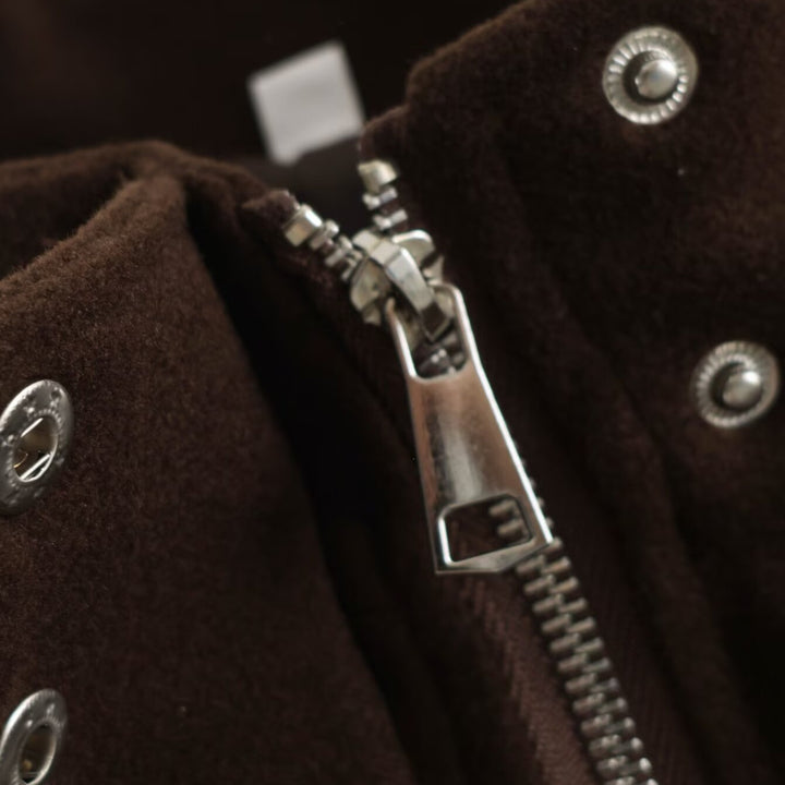 Ladies Boxy Wool Blend Blouson Jacket with Stand-Up Collar, Large Flap Pockets and Elastic Hem Mune Fashion