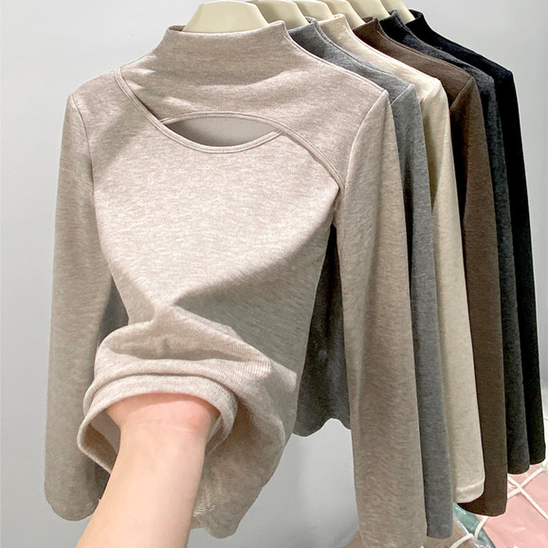 Women's Elegant Long Sleeve Shirt with Cut-Outs