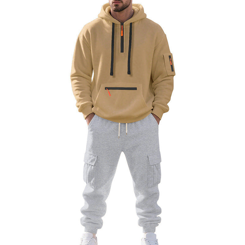 Men's Two-Piece Performance Tracksuit with Hooded Hoodie, Water-Repellent Zippers and Cargo Jogger Mune Fashion