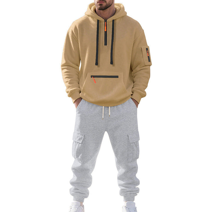 Men's Two-Piece Performance Tracksuit with Hooded Hoodie, Water-Repellent Zippers and Cargo Jogger Mune Fashion
