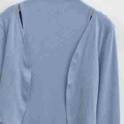 Ladies Figured Close-Fitting Midi Dress with Integrated Bolero and Stand-Up Collar Mune Fashion