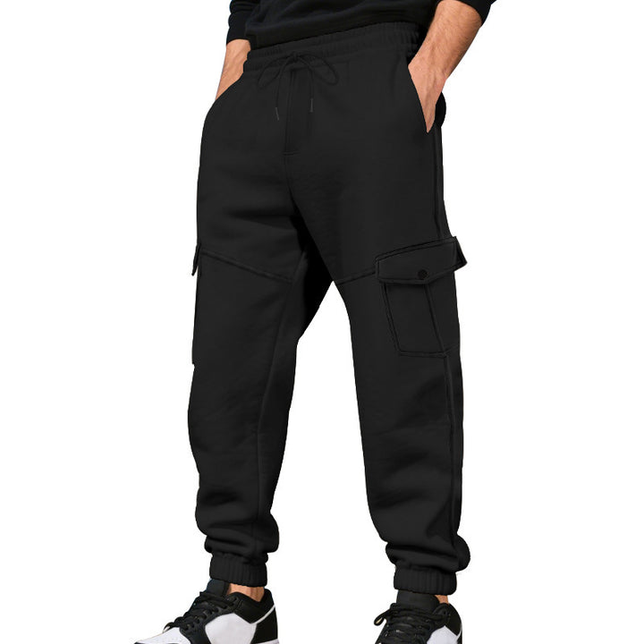 Men's urban-military cargo joggers with knee-quilted inserts, side flap pockets, and ribbed leg openings Mune Fashion