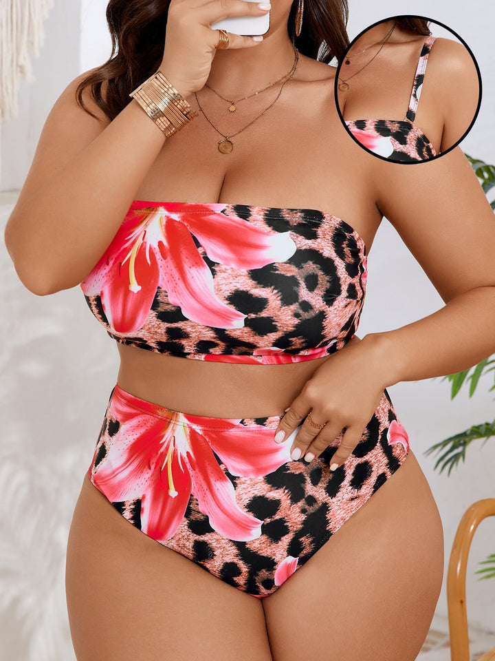 Ladies bandeau bikini with floral and animal pattern Mune Fashion