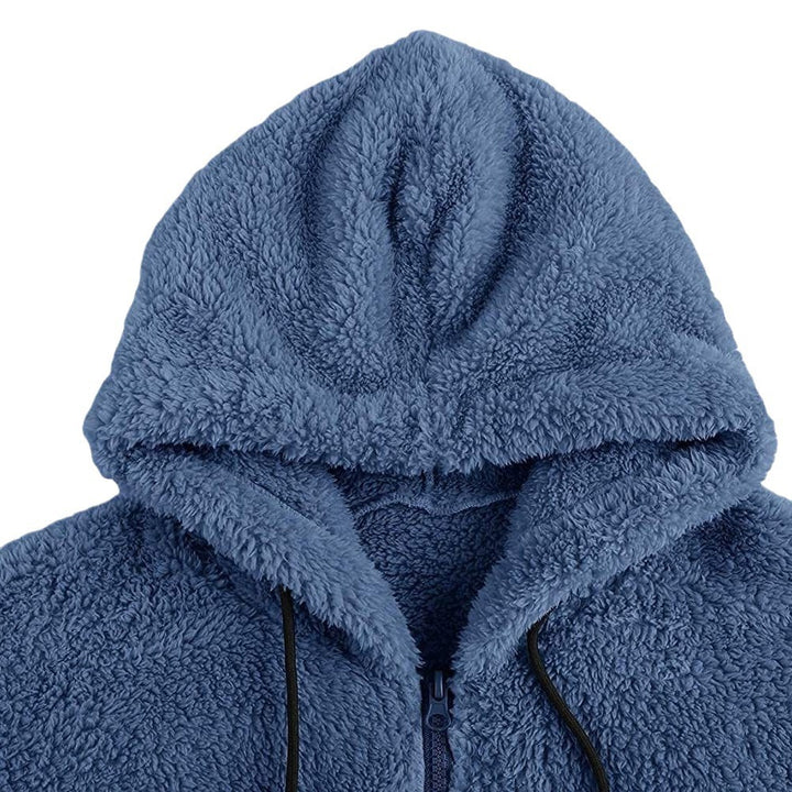 Men's cozy teddy fleece hoodie jacket with full zipper Mune Fashion