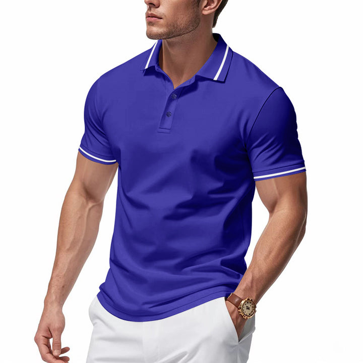 Men's breathable interlock polo shirt with contrast tipping, short button placket and slim silhouette Mune Fashion