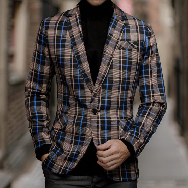 Men's tailored jacket with window check pattern, single-button closure and patch pockets Mune Fashion