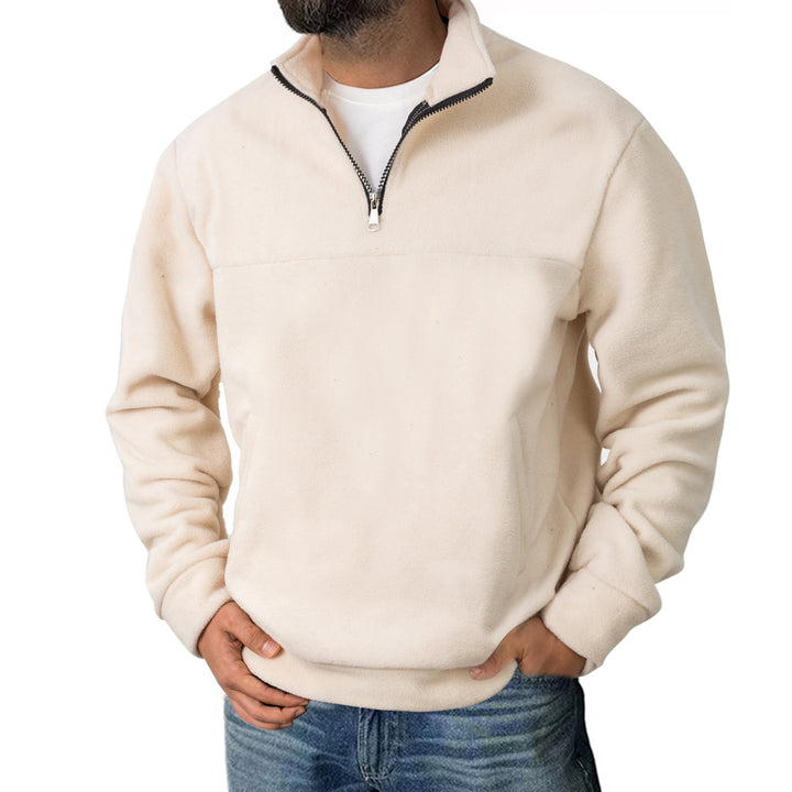 Men's fleece half-zip pullover with stand collar and kangaroo pocket Mune Fashion