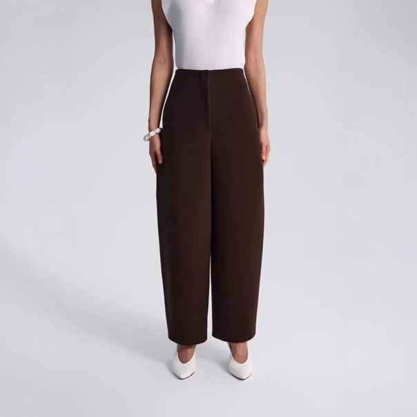Women High-Waisted Culotte Pants with Straight Leg and Concealed Closure Mune Fashion