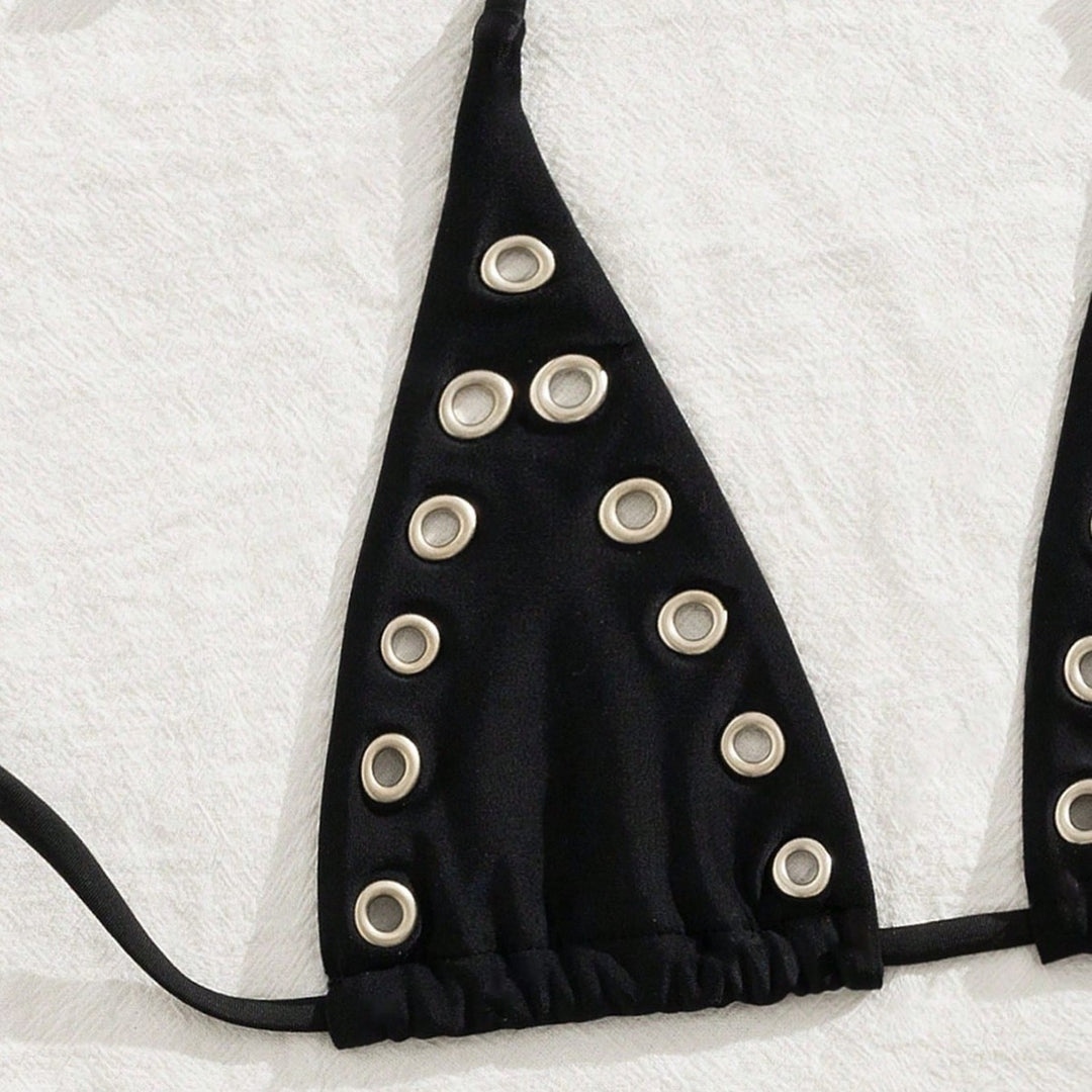 Women's Triangle Bikini Set with Glamorous Decorative Details Mune Fashion