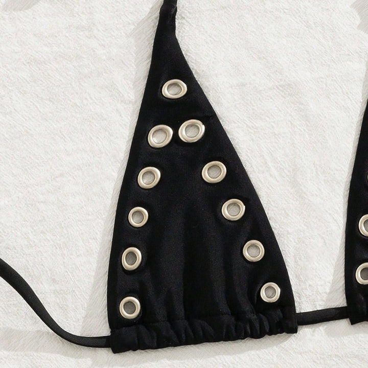 Women's Triangle Bikini Set with Glamorous Decorative Details Mune Fashion