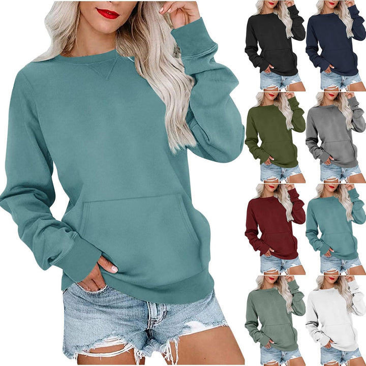 Women's Loose Sweatshirt with Round Neckline and Kangaroo Pocket Mune Fashion