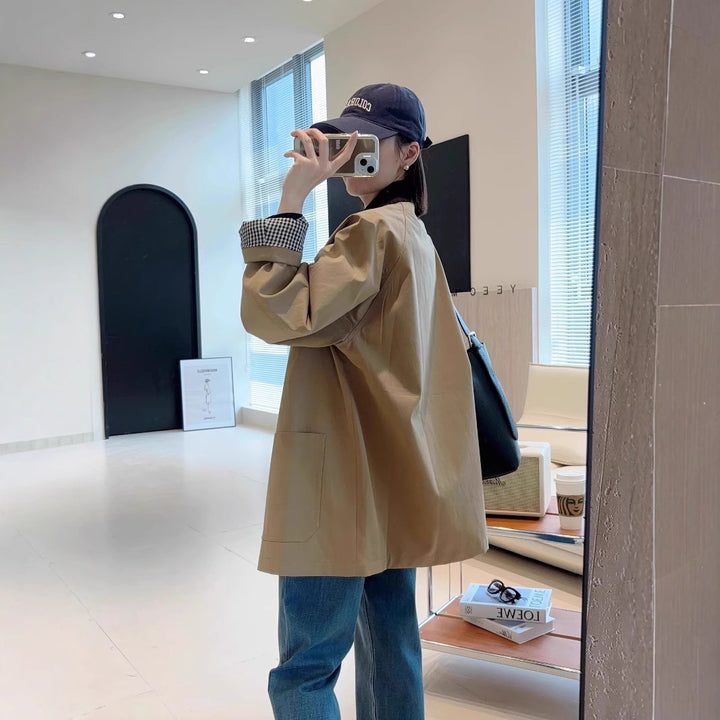 Women's Fashionable Oversized Jacket with Contrasting Collar Mune Fashion