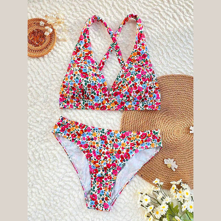 Women's High-Cut Floral Pattern Bikini Mune Fashion