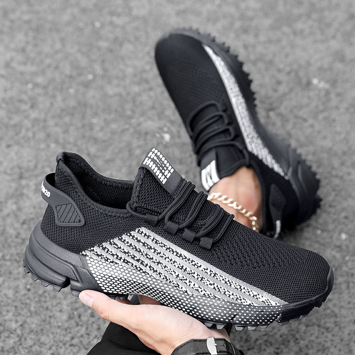 Men's breathable knitted sneakers with textured sole and padded heel cuff Mune Fashion
