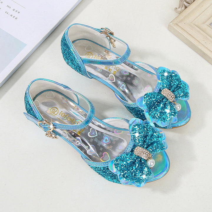 Girls Glitter Ballerinas with Bow Accent Mune Fashion