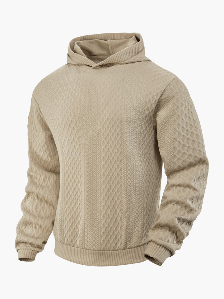 Men's structured funnel neck pullover with hood and honeycomb jacquard Mune Fashion