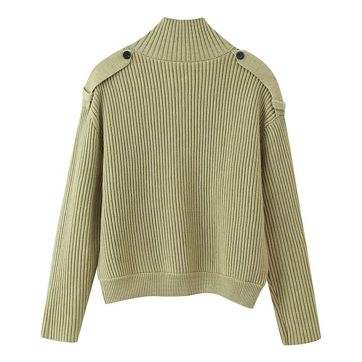 Men's Ribbed Cardigan with Stand-Up Collar and Decorative Shoulder Straps Mune Fashion