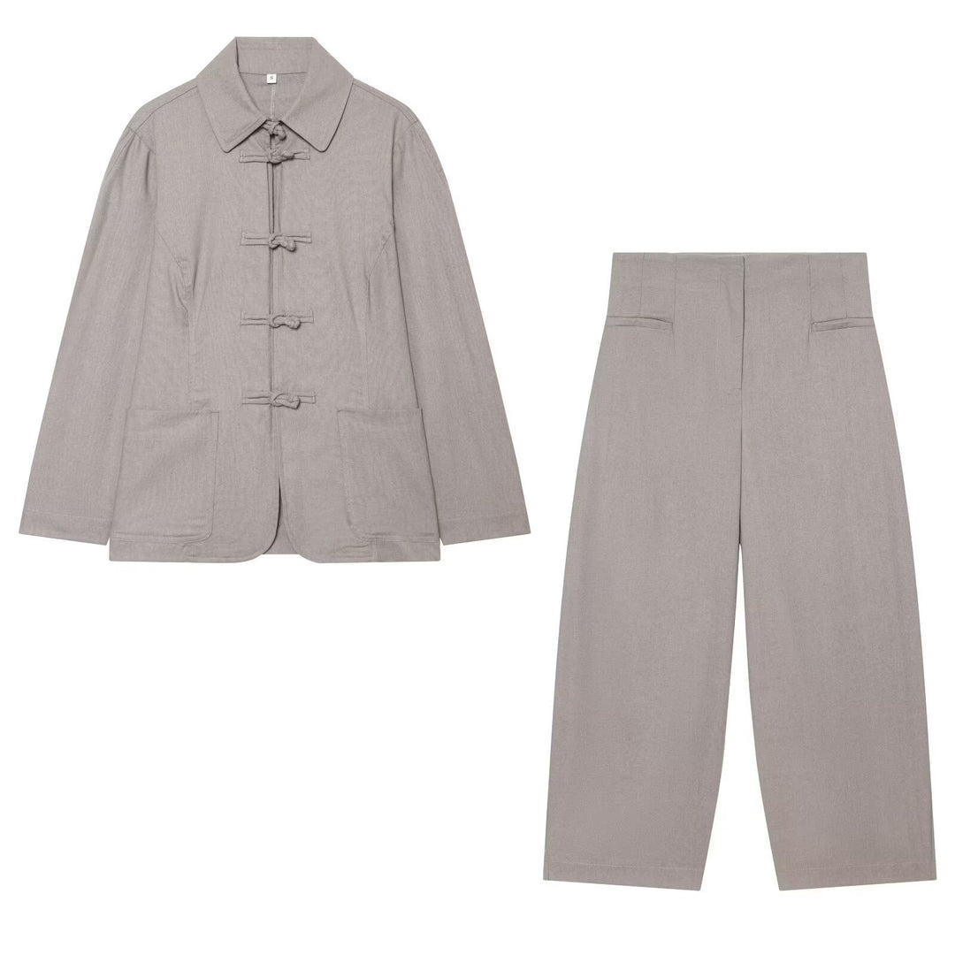 Women high-waisted cropped palazzo pants with concealed front seam Mune Fashion