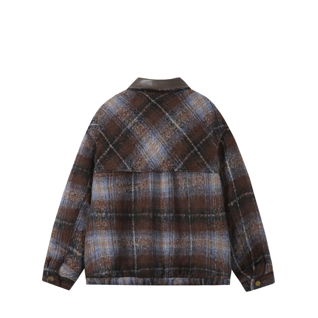 Unisex Boxy-Short Blouson in Overshirt Style with Faux Leather Collar and Flap Pockets Mune Fashion
