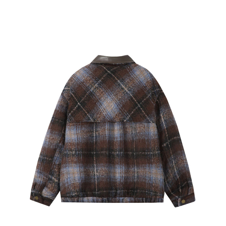 Unisex Boxy-Short Blouson in Overshirt Style with Faux Leather Collar and Flap Pockets Mune Fashion