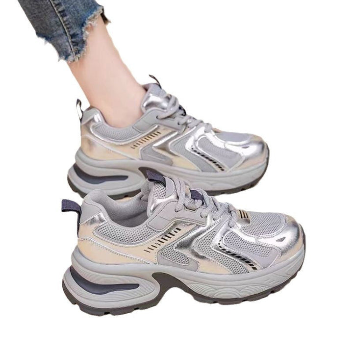 Women Sporty Sneakers with Reflective Elements and Cushioned Sole Mune Fashion