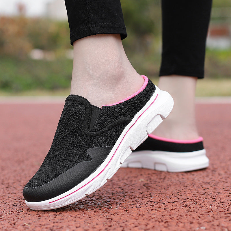 Women's open heel slipper with seamless mesh fabric, padded comfort insole, and shock-absorbing lightweight sole Mune Fashion