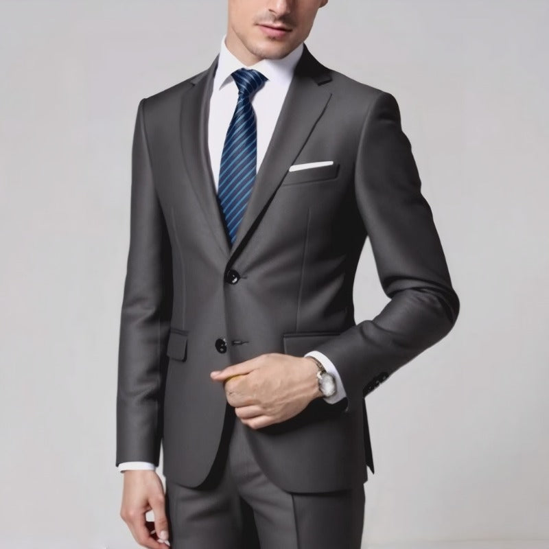 Men's Tailored Two-Piece Suit with Slim Lapel and One-Button Closure Mune Fashion